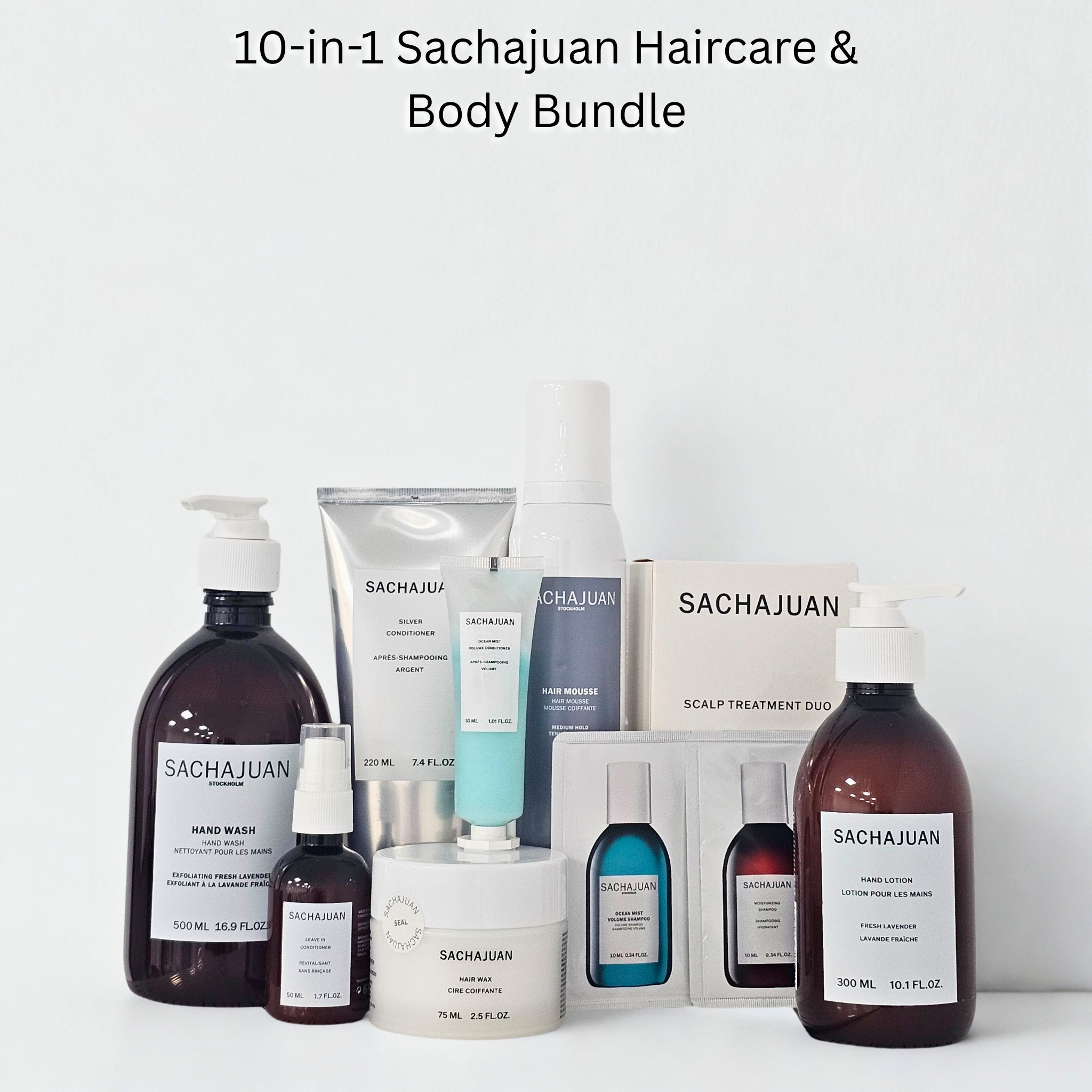 10-in-1 Sachajuan Haircare & Body Bundle – Mousse, Conditioners, Hand Care & Styling