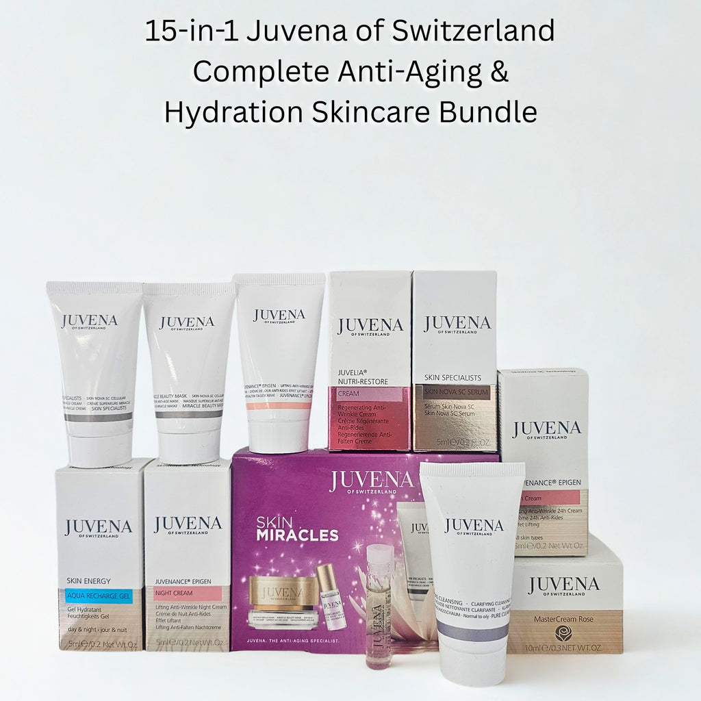15-in-1 Juvena of Switzerland Complete Anti-Aging & Hydration Skincare Bundle – Luxury Set with Bag