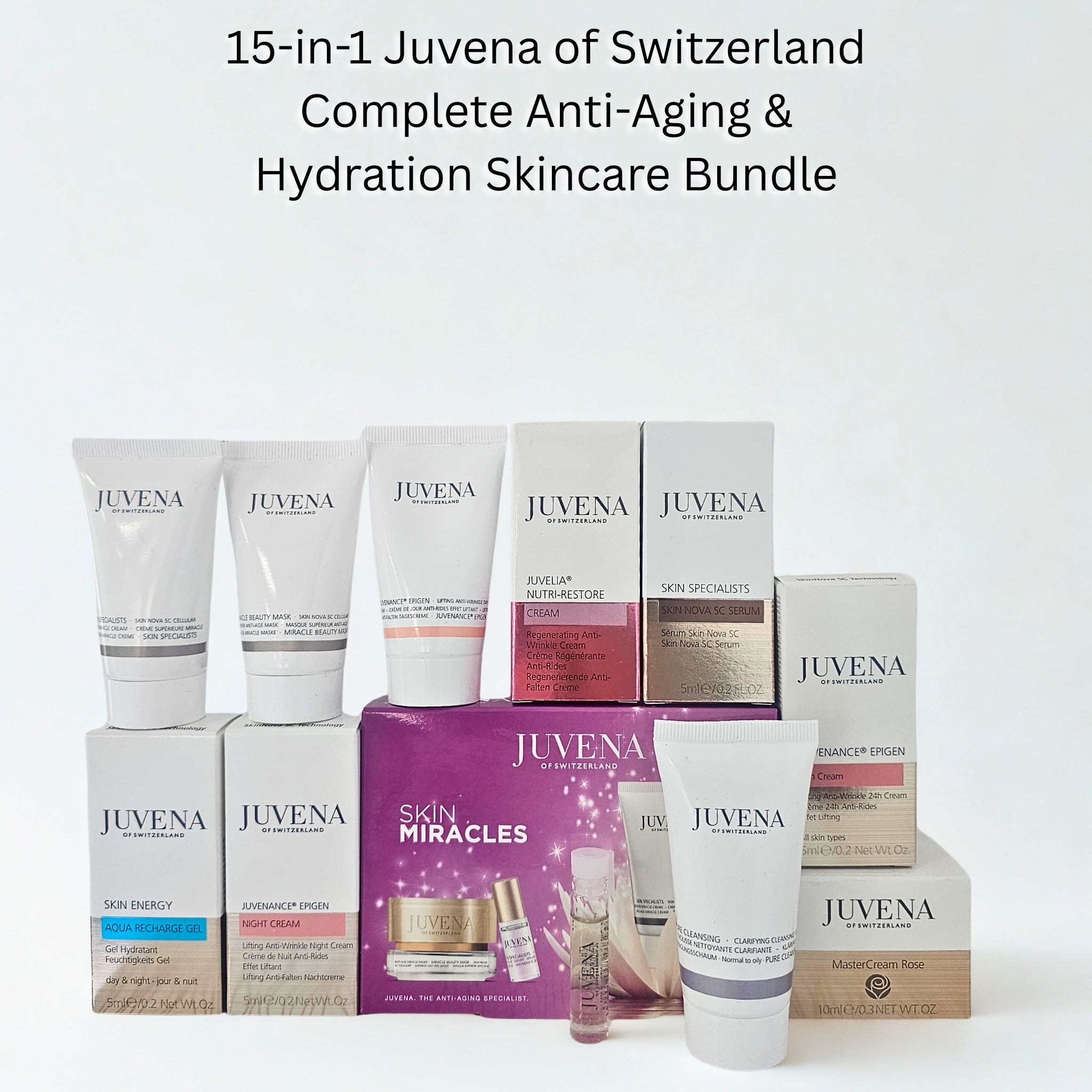 15-in-1 Juvena of Switzerland Complete Anti-Aging & Hydration Skincare Bundle – Luxury Set with Bag
