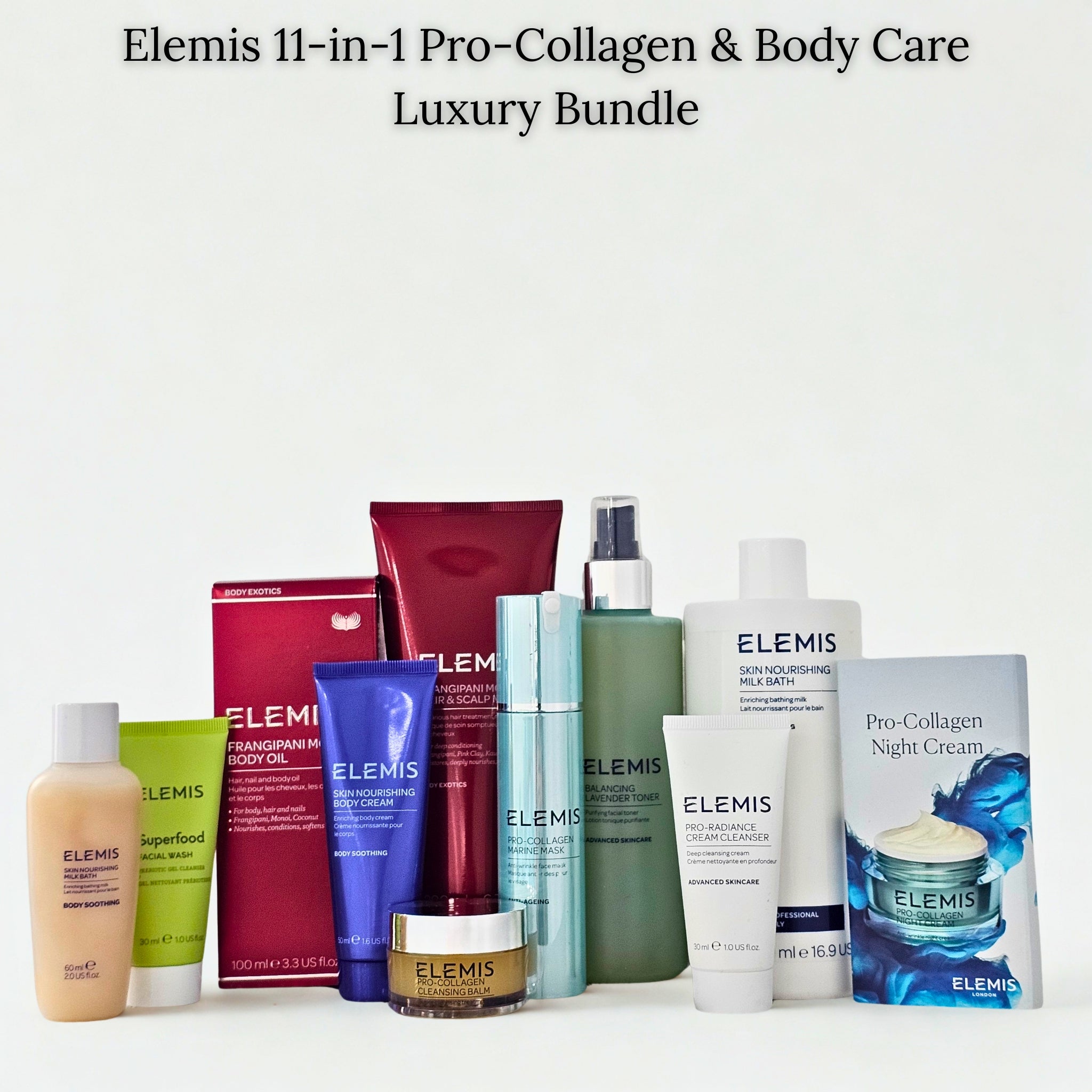 Elemis skincare products including bottles, jars, and boxes on a white background available in cyprus