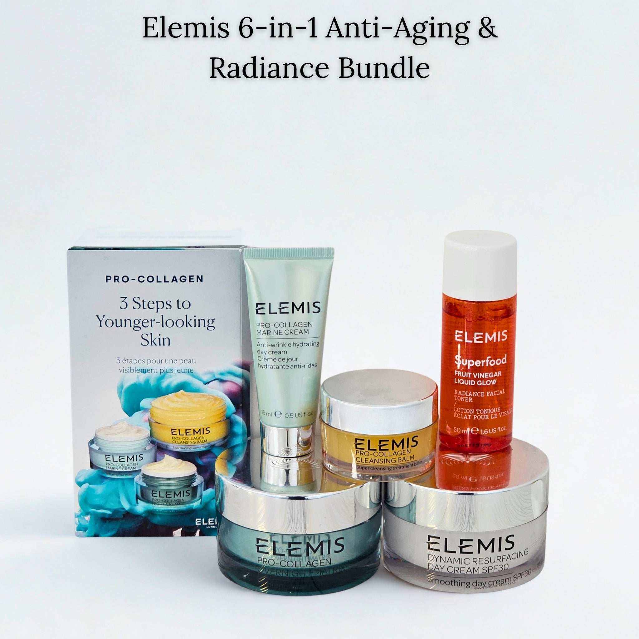 Elemis All-in-One Anti-Aging & Radiance Bundle – anti-aging and hydrating skincare set with Pro-Collagen and Superfood products – yaşlanma karşıtı ve nemlendirici cilt bakım seti TRNC