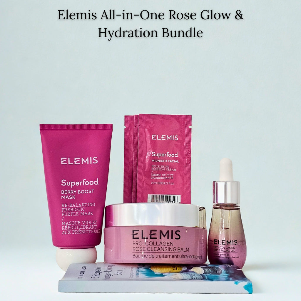 Elemis Rose Glow & Hydration cilt bakım seti – gül özlü nemlendirici set – Kuzey Kıbrıs