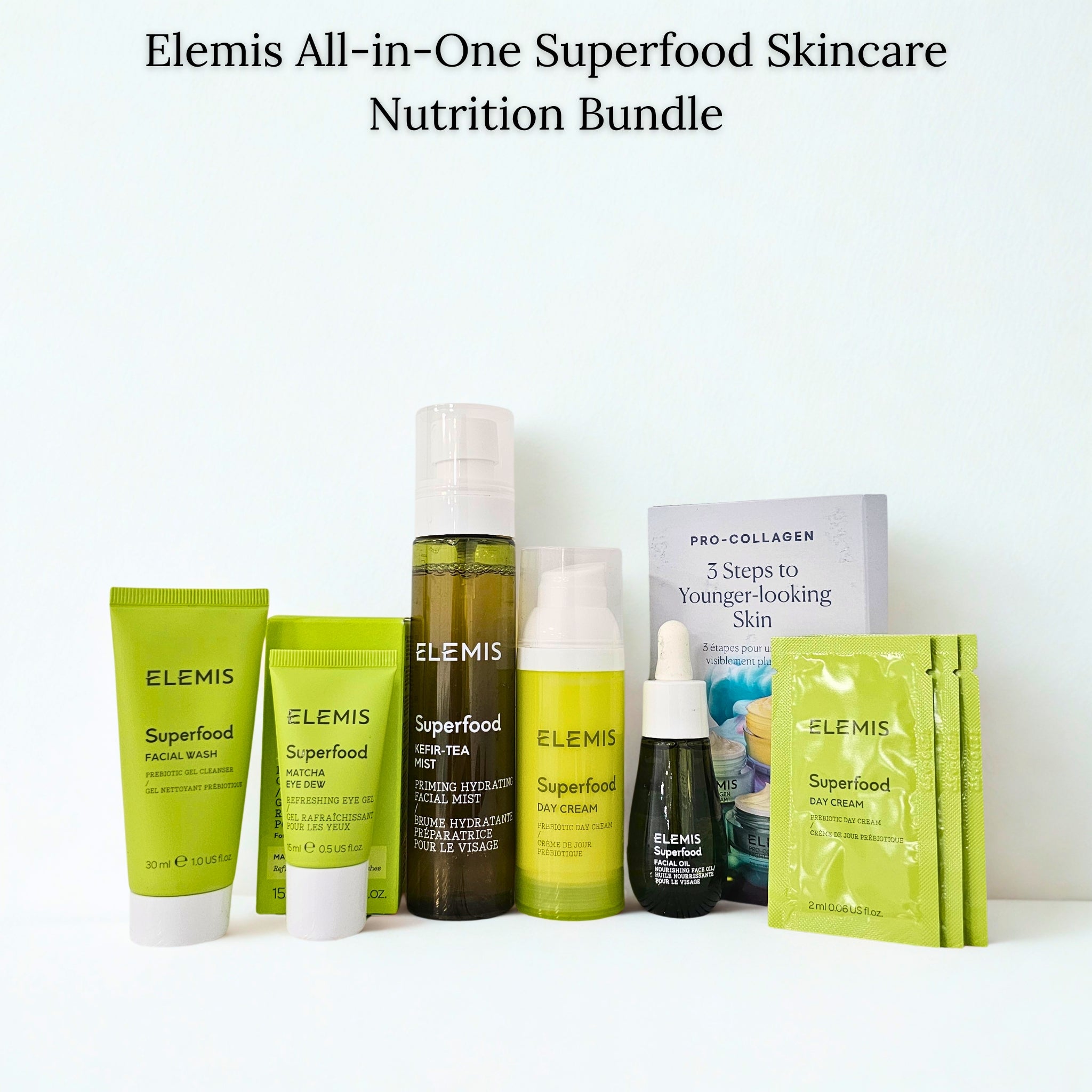 Elemis Superfood Skincare Nutrition Bundle, antioksidan içerikli formülleriyle cildini arındırır, nemlendirir ve doğal ışıltısını korur.