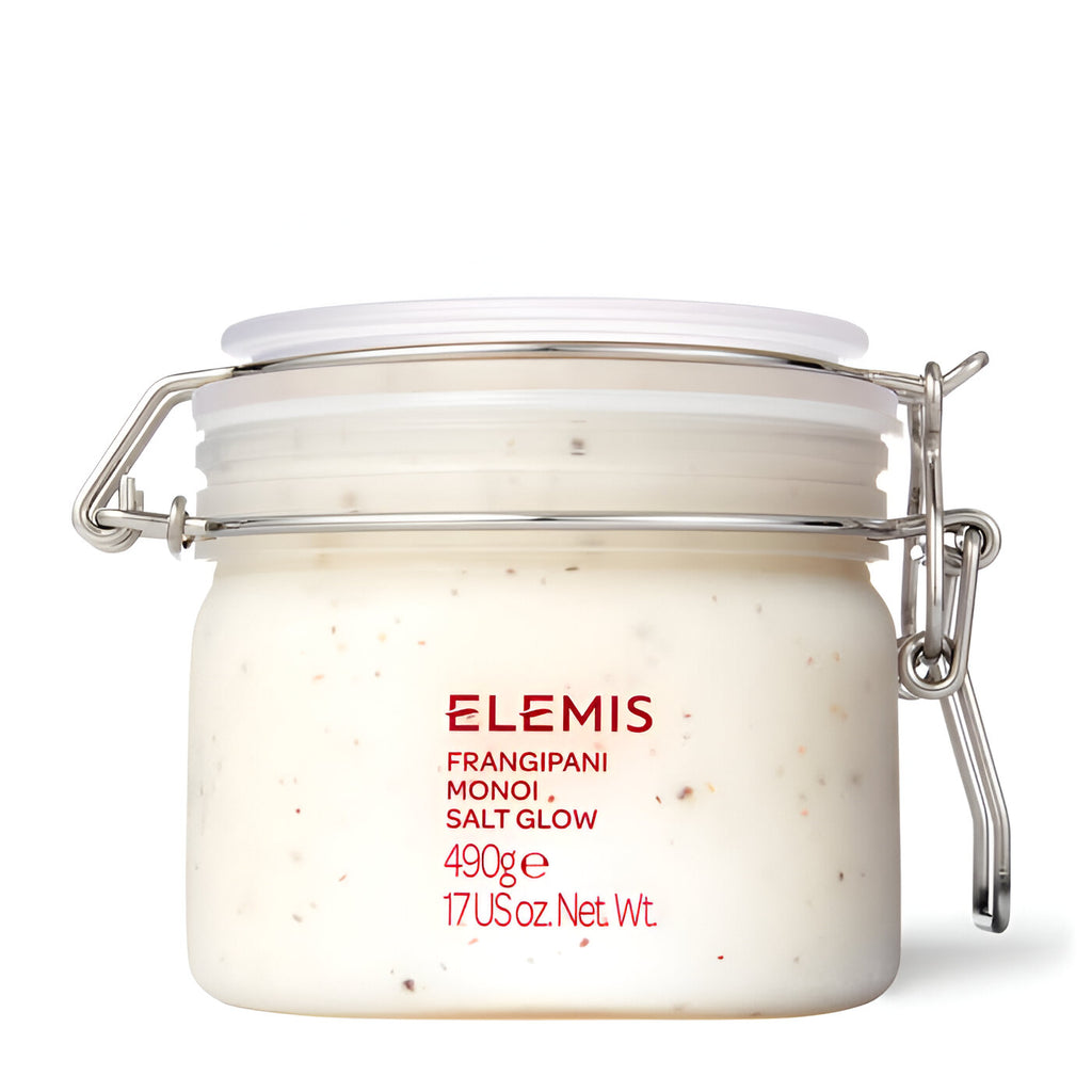 Elemis Frangipani Monoi Salt Glow 490g vücut peelingi, parlak ve yumuşak cilt için – Kuzey Kıbrıs